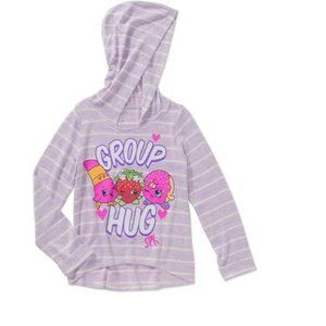 Shopkins Girls' Group Hug Long Sleeve Hacci Top with Hood NWT